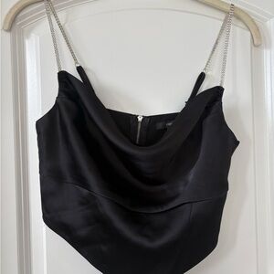 Forever 21 Black Satin Cowl Neck Camisole